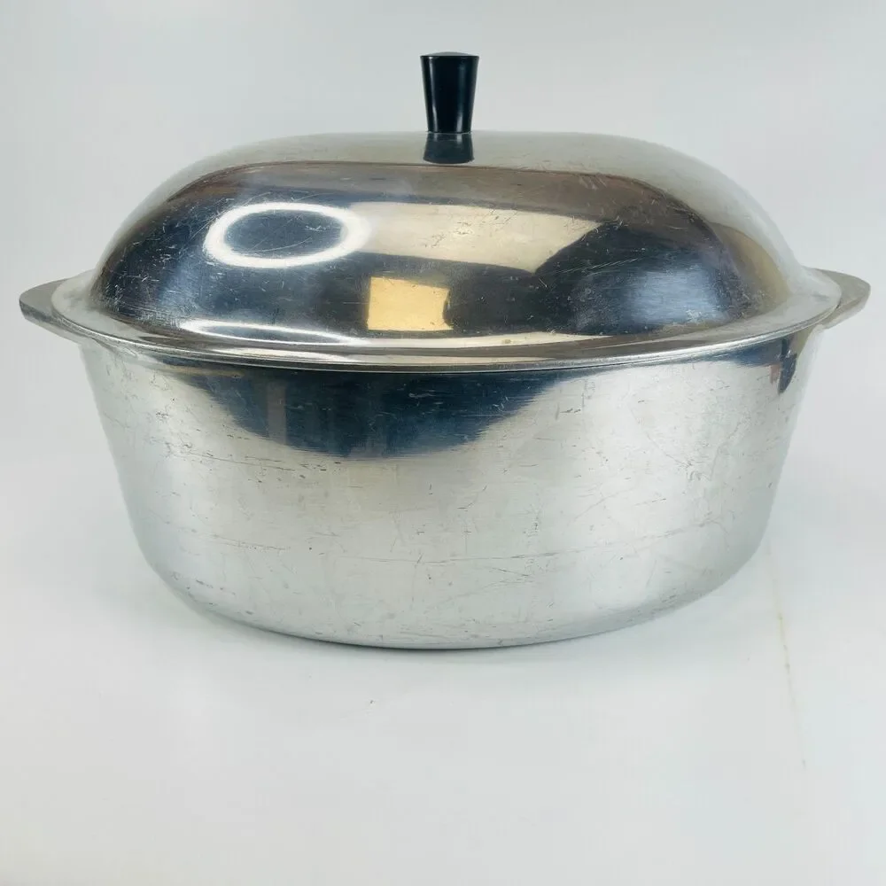 VTG Club Aluminum 15” Oval Dutch Oven Roaster Shiny Chrome Finish Lid Handles